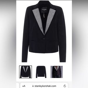 Le Superbe Washed Black Embellished Stellar Easy Tux Jacket in size 6. NWT